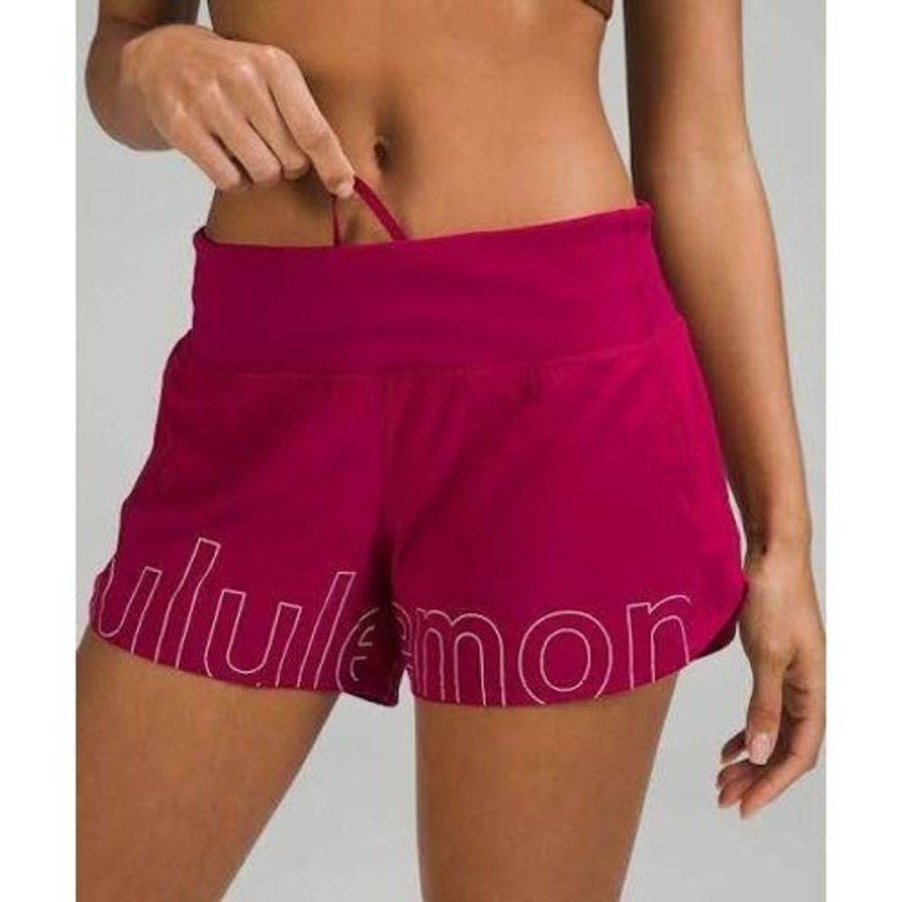 Lululemon Speed Up Mid Rise Lined Short 4" Graphic Pomegranate Womens 4 Running
